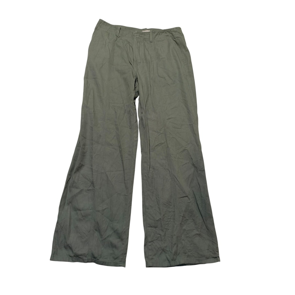 Loft Women's Size 12 Wide Leg Pant Sage Green Cotton Lyocell Blend High Rise